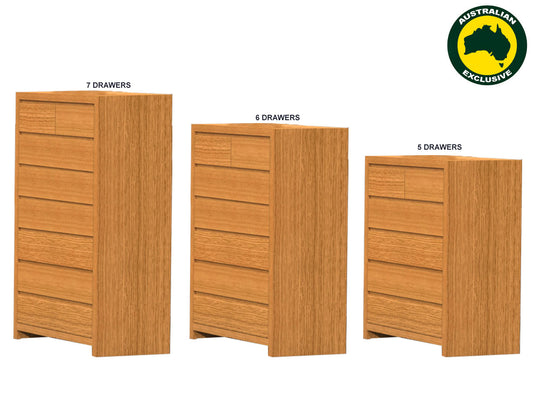 Morgan (AUSSIE MADE) Tallboy Collection - Tassie Oak Combination - Assorted Stained Colours