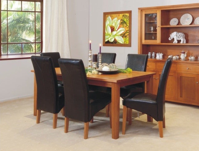 Mountain Ash 7 Piece Dining Setting With Tapered Legs And 6 Leatherette Chairs (DARK CHOCOLATE OR CREAM) - 1800(L) X 1000(W)