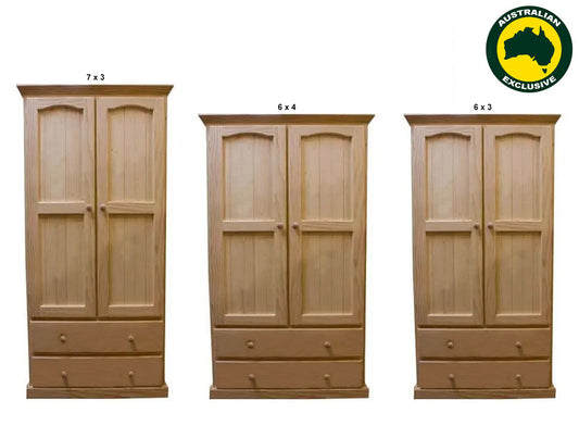 MUDGEE (AUSSIE MADE) 2 DOOR / 2 DRAWER WARDROBE COLLECTION - RAW - STARTING FROM $599