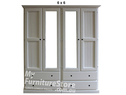 MUDGEE (AUSSIE MADE) 2 PIECE WARDROBE (3 SECTION) WITH 4 DOOR AND 4 DRAWERS COLLECTION - ASSORTED PAINTED COLOURS - STARTING FROM $1999