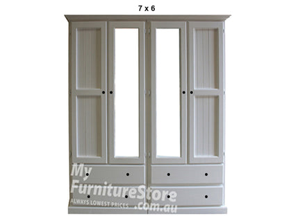 MUDGEE (AUSSIE MADE) 2 PIECE WARDROBE (3 SECTION) WITH 4 DOOR AND 4 DRAWERS COLLECTION - ASSORTED PAINTED COLOURS - STARTING FROM $1999