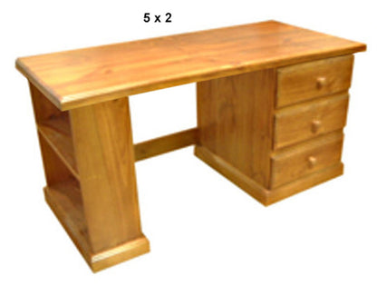 MUDGEE (AUSSIE MADE) TIMBER 3 DRAWER BOOKEND DESK (REVERSIBLE) COLLECTION - ASSORTED STAINED COLOURS - STARTING FROM $899