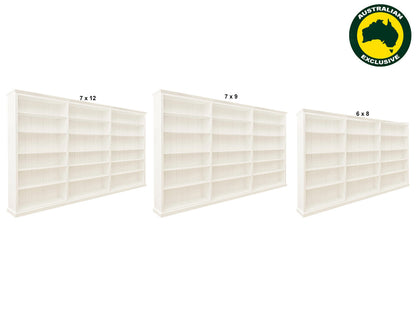 MUDGEE (AUSSIE MADE) BOOKCASE - (4 SECTIONS) PIGEON PAIRED COLLECTION - ASSORTED STAINED COLOURS - STARTING FROM $1799