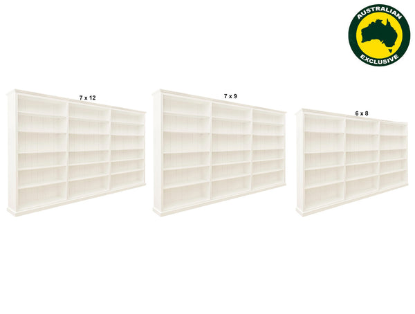 MUDGEE (AUSSIE MADE) BOOKCASE - (4 SECTIONS) PIGEON PAIRED COLLECTION - ASSORTED STAINED COLOURS - STARTING FROM $1799