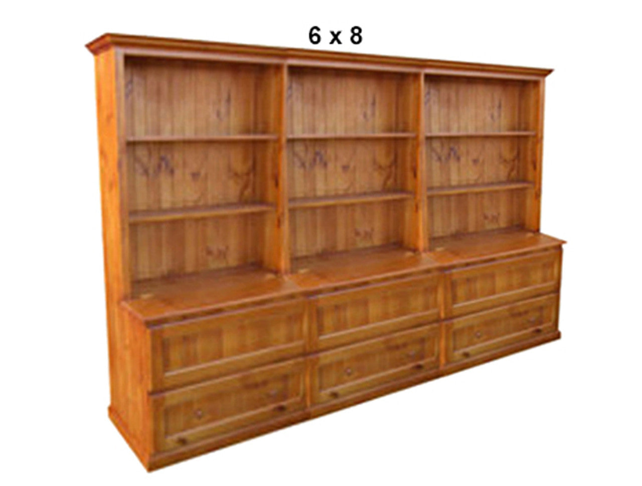 MUDGEE (AUSSIE MADE) BOOKCASE COMBO TRIPLE WITH 6 BLANKET DRAWERS COLLECTION - ASSORTED STAINED COLOURS - STARTING FROM $2499