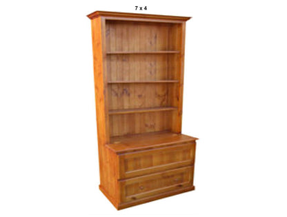 MUDGEE (AUSSIE MADE) BOOKCASE COMBO WITH 2 BLANKET (DEEP) DRAWERS COLLECTION  - ASSORTED STAINED COLOURS - STARTING FROM $899