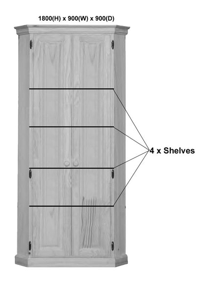 MUDGEE (AUSSIE MADE) 2 DOOR CORNER PANTRY COLLECTION - ASSORTED STAINED COLOURS - STARTING FROM $1399