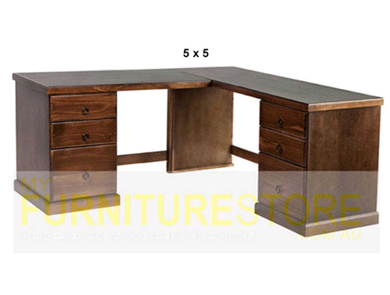 MUDGEE (AUSSIE MADE) CORNER OFFICE DESK + 6 DRAWERS COLLECTION - ASSORTED STAINED COLOURS - STARTING FROM $1699