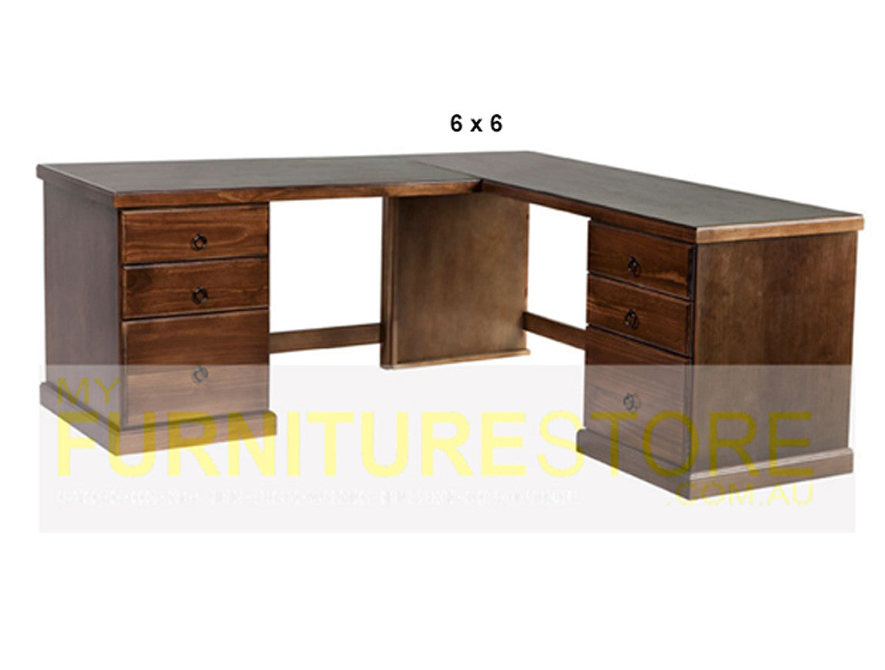 MUDGEE (AUSSIE MADE) CORNER OFFICE DESK + 6 DRAWERS COLLECTION - ASSORTED STAINED COLOURS - STARTING FROM $1699