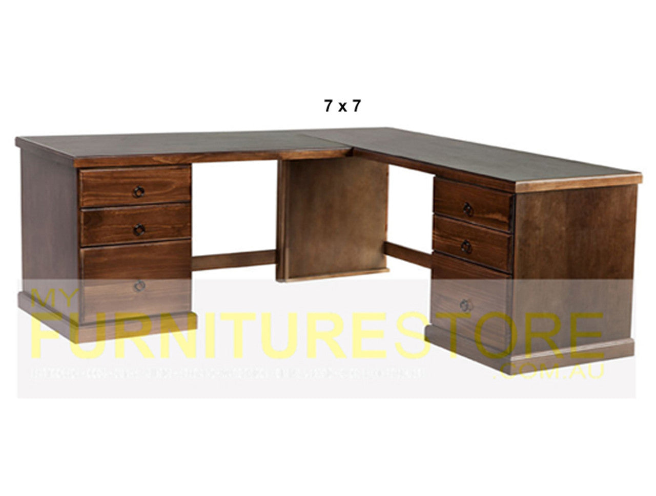 MUDGEE (AUSSIE MADE) CORNER OFFICE DESK + 6 DRAWERS COLLECTION - ASSORTED STAINED COLOURS - STARTING FROM $1699