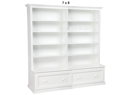 MUDGEE (AUSSIE MADE) BOOKCASE COMBO + 2 DRAWER COLLECTION - (3 SECTIONS)- ASSORTED PAINTED COLOURS - STARTING FROM $1999