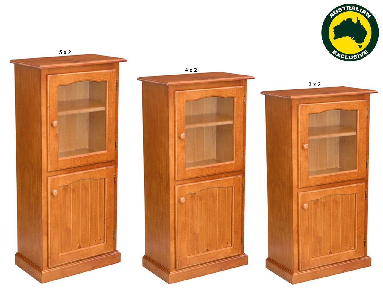 Mudgee (AUSSIE MADE) Library Unit With 2 Doors Collection - Assorted Stained Colours