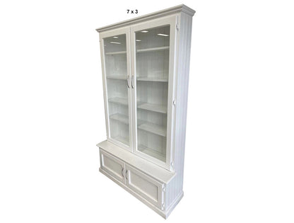 MUDGEE (AUSSIE MADE) LIBRARY UNIT COMBO 2 GLASS DOORS COLLECTION - ASSORTED PAINTED COLOURS - STARTING FROM $1199