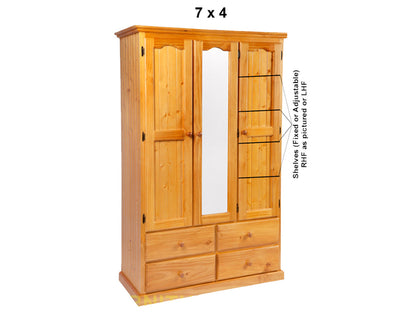 MUDGEE (AUSSIE MADE) WARDROBE COMBO WITH 3 DOORS & 4 DRAWERS - ASSORTED STAINED COLOURS - STARTING FROM $1299