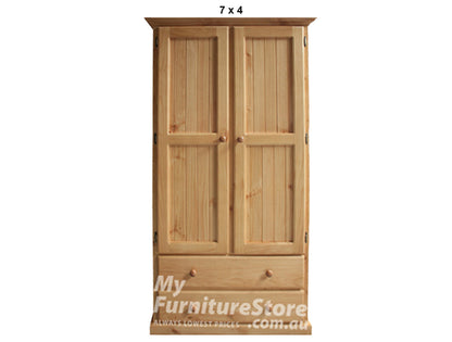 MUDGEE (AUSSIE MADE) WARDROBE (NO ARCH) 2 DOOR / 2 DRAWER COLLECTION - ASSORTED STAINED COLOURS - STARTING FROM $799