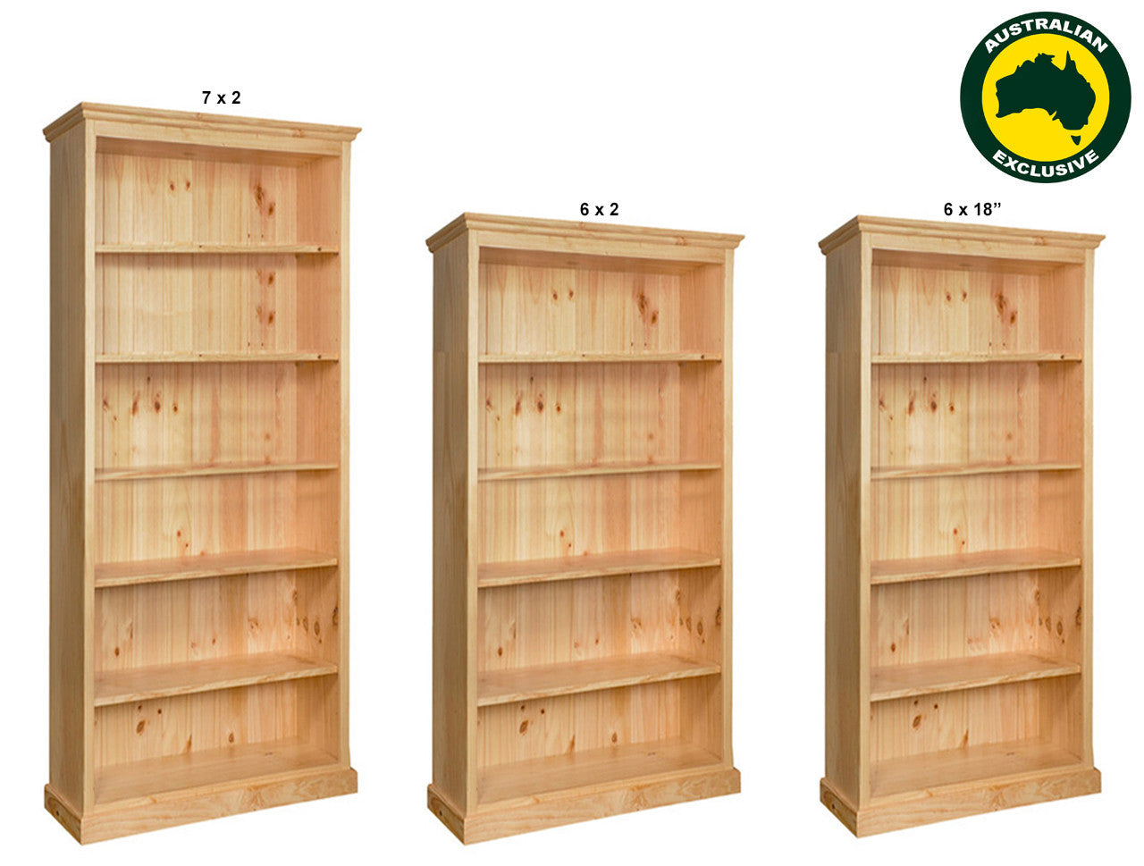 MUDGEE (AUSSIE MADE) SKINNYLINE BOOKCASE WITH 40MM FACINGS COLLECTION - ASSORTED STAINED COLOURS - STARTING FROM $499