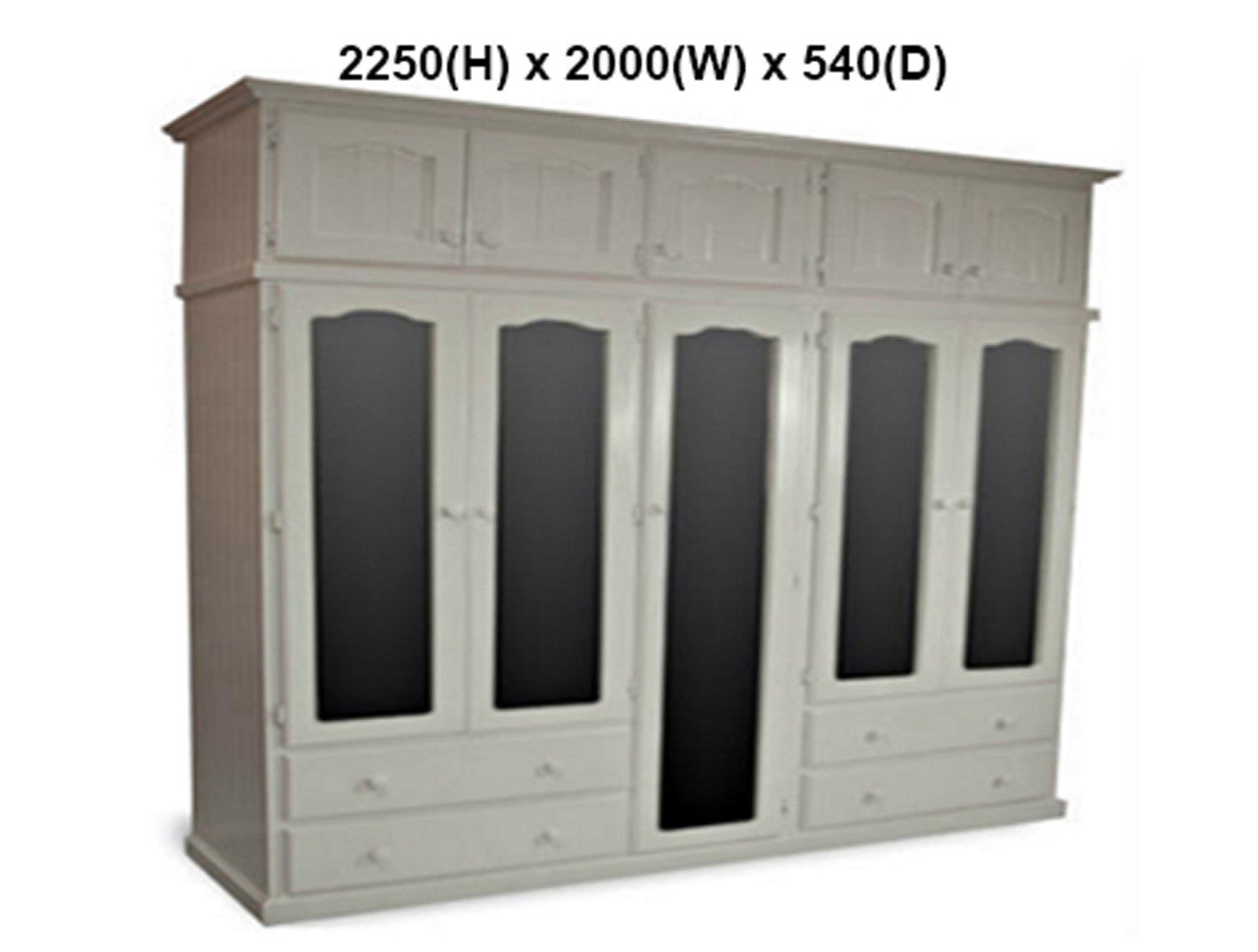 MUDGEE (AUSSIE MADE) MULTIROBE WITH 5 MIRRORED DOORS & TOP BOXES COLLECTION - ASSORTED STAINED COLOURS - STARTING FROM $2799