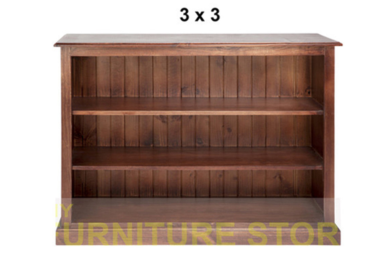 MUDGEE (AUSSIE MADE) STANDARD LOWLINE WITH 40MM FACINGS BOOKCASE COLLECTION - ASSORTED STAINED COLOURS - STARTING FROM $249