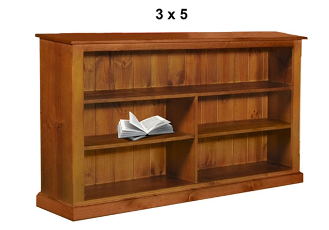 MUDGEE (AUSSIE MADE) STANDARD LOWLINE WITH 40MM FACINGS BOOKCASE COLLECTION - ASSORTED STAINED COLOURS - STARTING FROM $249