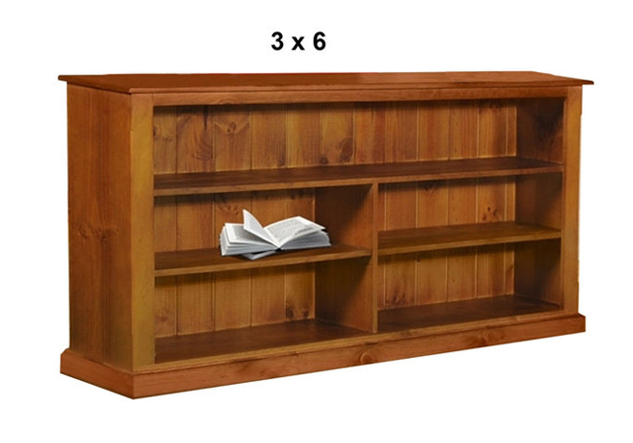 MUDGEE (AUSSIE MADE) STANDARD LOWLINE WITH 40MM FACINGS BOOKCASE COLLECTION - ASSORTED STAINED COLOURS - STARTING FROM $249
