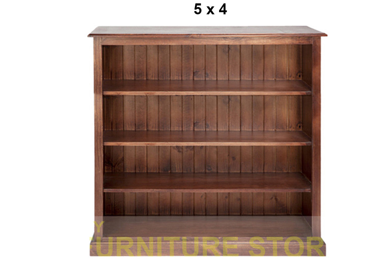 MUDGEE (AUSSIE MADE) STANDARD LOWLINE WITH 40MM FACINGS BOOKCASE COLLECTION - ASSORTED STAINED COLOURS - STARTING FROM $249
