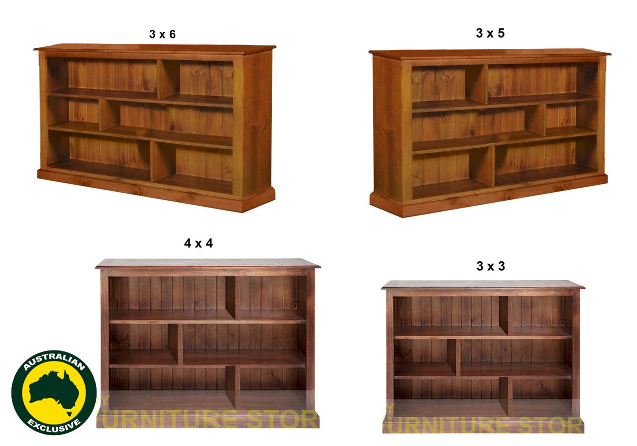 Mudgee (AUSSIE MADE) Staggered Lowline Bookcase Collection - Assorted Stained Colours
