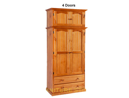 MUDGEE (AUSSIE MADE) WARDROBE WITH TOP BOX COLLECTION - ASSORTED STAINED COLOURS - STARTING FROM $1199