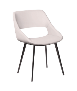 NANCY LEATHERETTE DINING CHAIR - LIGHT GREY