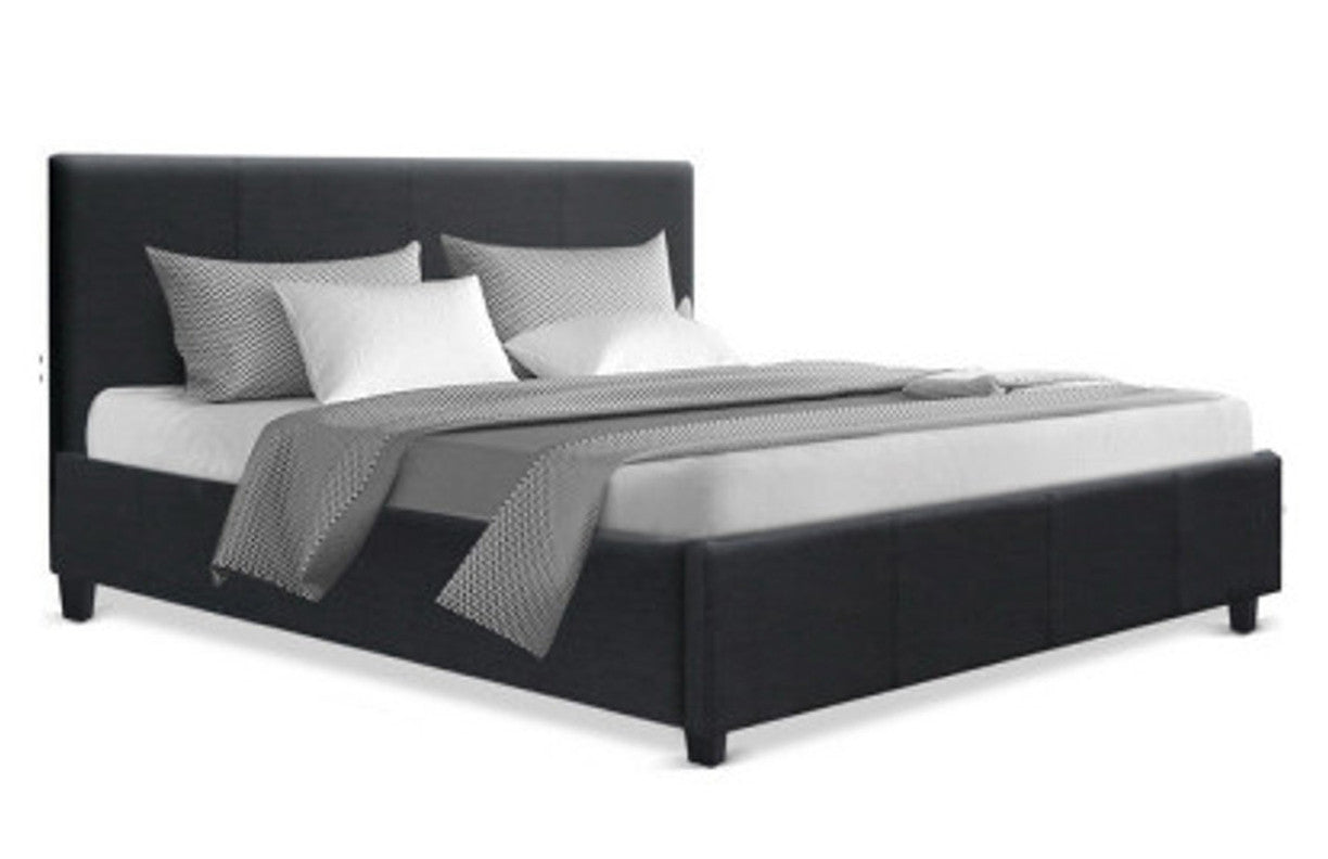 Queen Neo Fabric Bed - Charcoal