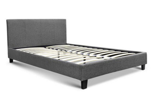 DOUBLE  NEO  FABRIC UPHOLSTERED BED - GREY