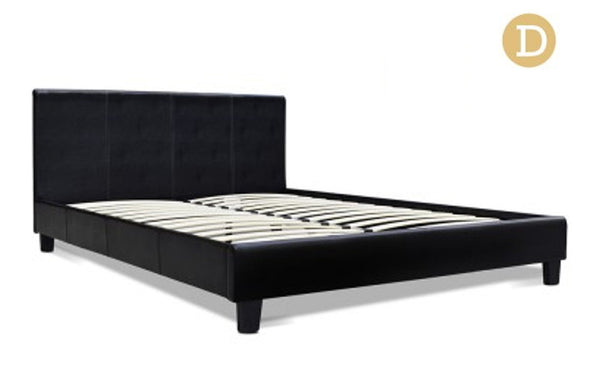 DOUBLE NEO PVC LEATHER BED FRAME - BLACK