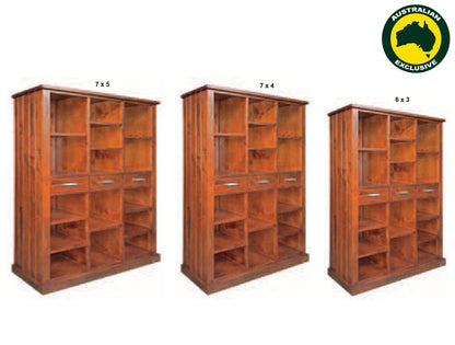 NEW YORK (AUSSIE MADE) MULTIPURPOSE BOOKCASE WITH 3 DRAWERS COLLECTION - ASSORTED STAINED COLOURS - STARTING FROM $899