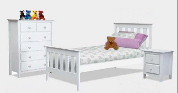 NICKY KING SINGLE 3 PIECE BEDROOM SUITE - WHITE