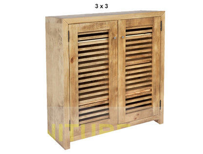 BANDY (AUSSIE MADE) SHOE CABINET WITH 2 LATTICE DOORS COLLECTION - ASSORTED STAINED COLOURS