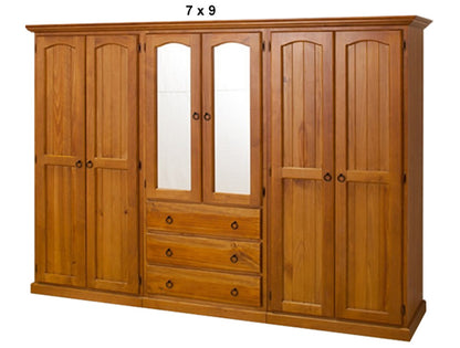 NIMERA (AUSSIE MADE) MULTI WARDROBE 6 DOORS & 3 DRAWERS COLLECTION - ASSORTED STAINED COLOURS - STARTING FROM $2499
