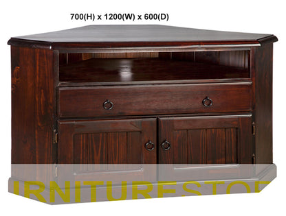 NOOSA (AUSSIE MADE) 2 DOOR / 1 DRAWER TV CORNER ENTERTAINMENT UNIT COLLECTION - ASSORTED STAINED COLOURS - STARTING FROM $749