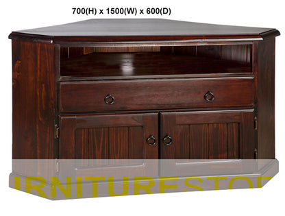 NOOSA (AUSSIE MADE) 2 DOOR / 1 DRAWER TV CORNER ENTERTAINMENT UNIT COLLECTION - ASSORTED STAINED COLOURS - STARTING FROM $749