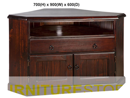 NOOSA (AUSSIE MADE) 2 DOOR / 1 DRAWER TV CORNER ENTERTAINMENT UNIT COLLECTION - ASSORTED STAINED COLOURS - STARTING FROM $749