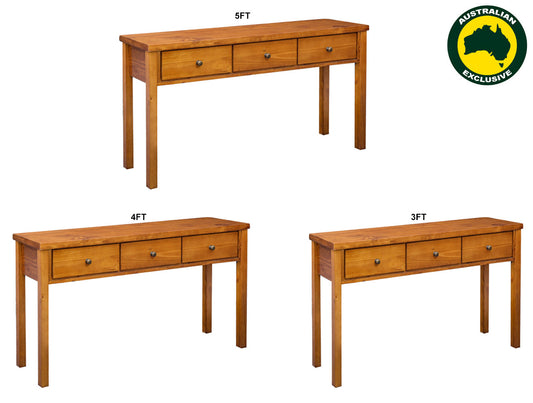 Noosa (AUSSIE MADE) 3 Drawer Hall Table Collection - Assorted Stained Colours