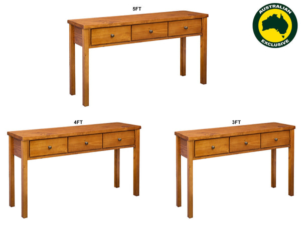 NOOSA (AUSSIE MADE) 3 DRAWER HALL TABLE COLLECTION - ASSORTED STAINED COLOURS - STARTING FROM $549