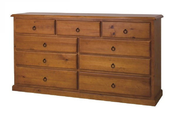 CRONULLA (CR7249) 9 DRAWER LOWBOY CHEST - 950(H) x 1800(W) - BALTIC , WALNUT OR GREYWASH