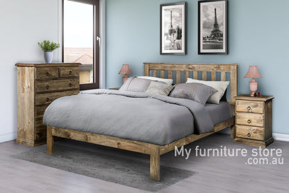 CRONULLA  DOUBLE OR QUEEN 6 PIECE (THE LOT)  BEDROOM SUITE - BED WITH DOONA FOOT - BALTIC(#215), WALNUT(#219) OR GREY WASH(#501)