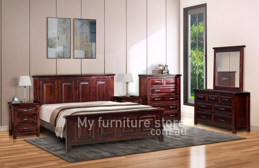 SYDNEYSIDE DOUBLE OR QUEEN 5 PIECE (DRESSER) BEDROOM SUITE - WALNUT