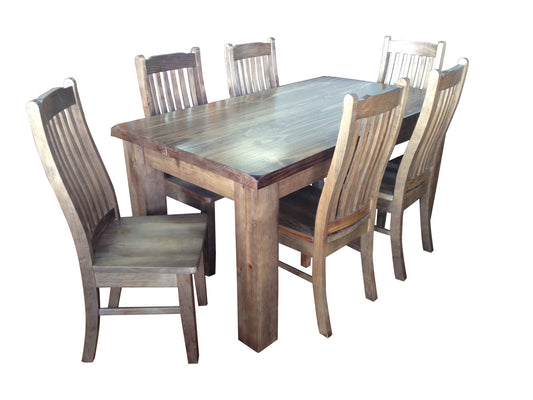 PINELANDS (HTG7P-2.1) 9 PIECE DINING SETTING (WITH 8 DINING CHAIRS) WITH 2.1" TABLE  - 2100(W) x 1050(D) - GREY WASH (#501)