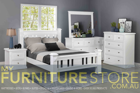 Legions Queen Or Double 6 Piece (THE LOT) Bedroom Suite - Assorted Painted Colours