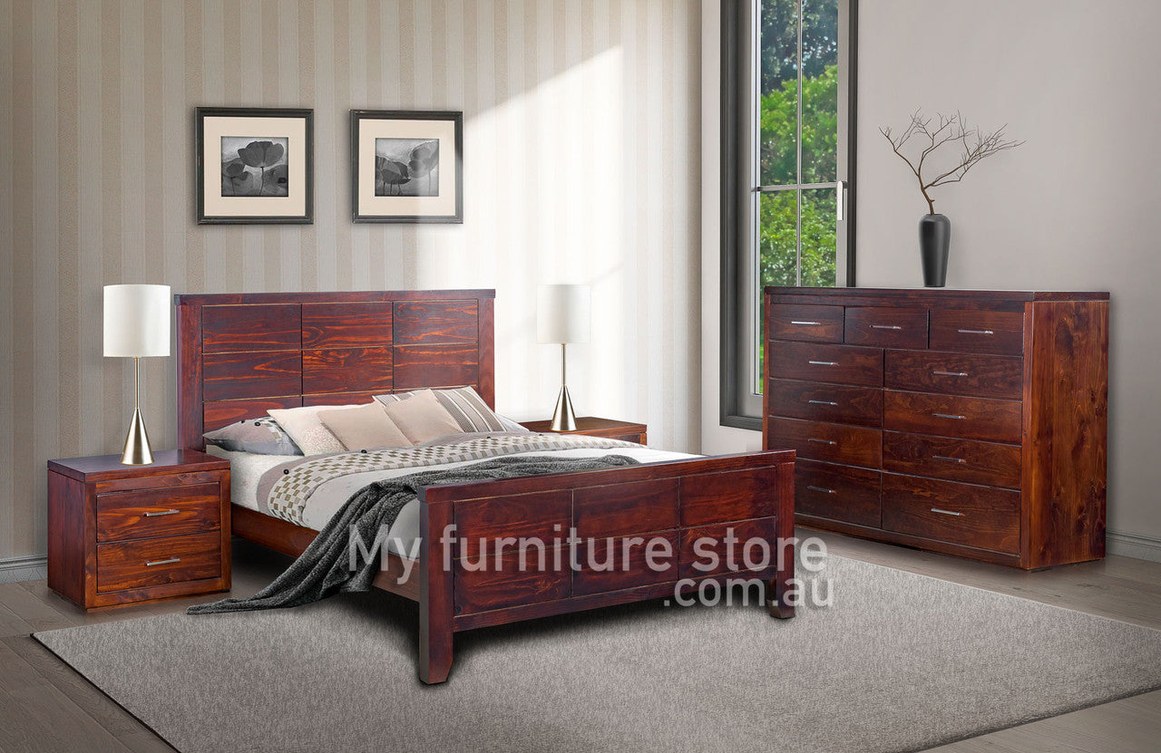 Queen Narrabeen Panel Bed (14-15-15-20-21-18-5) - Baltic(#215) , Walnut(#219) , Greywash (#501)