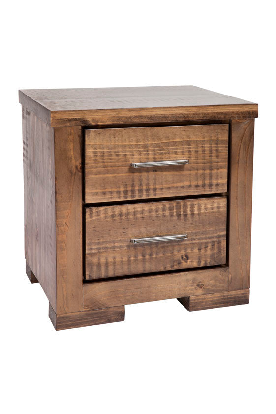 RUSTICED (RT182) 2 DRAWER BEDSIDE TABLE 510(H) x 560(W) - RUSTIC GREYWASH