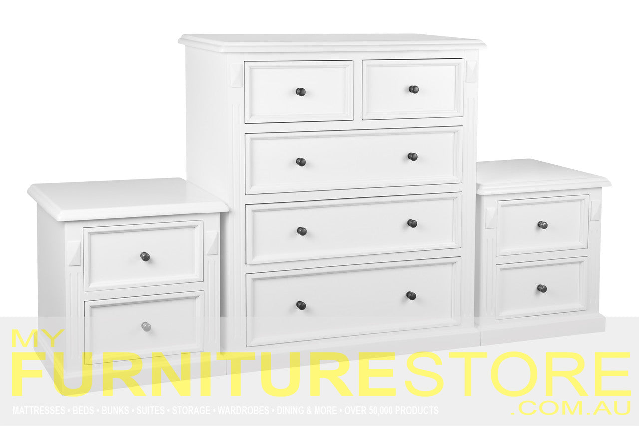 LEGIONS QUEEN OR DOUBLE 6 PIECE (THE LOT) BEDROOM SUITE - ASSORTED PAINTED COLOURS