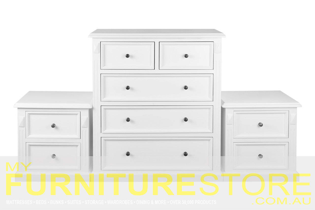 LEGIONS QUEEN OR DOUBLE 6 PIECE (THE LOT) BEDROOM SUITE - ASSORTED PAINTED COLOURS