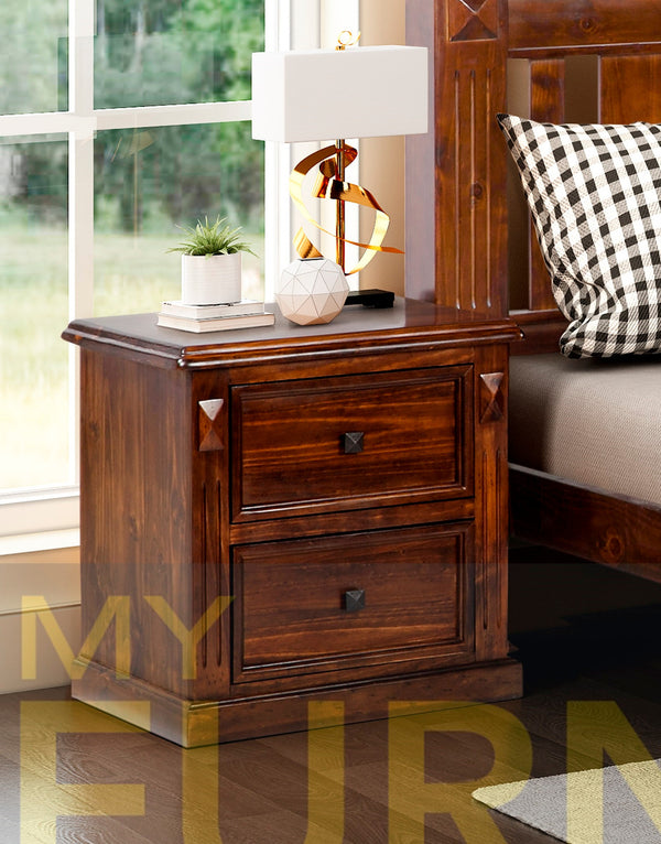 LEGIONS (W182) 2 DRAWER BEDSIDE TABLE - WALNUT (PICTURED)